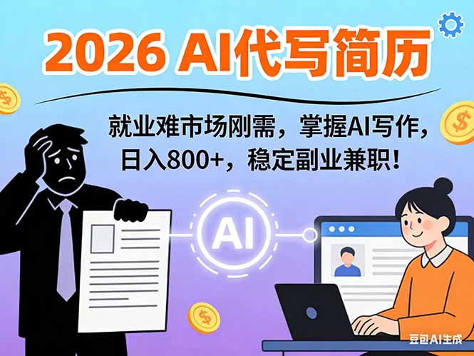 AI代写简历，超暴利，用万能模板月入1-3万实战教程，2026年市场刚需！-藏宝阁