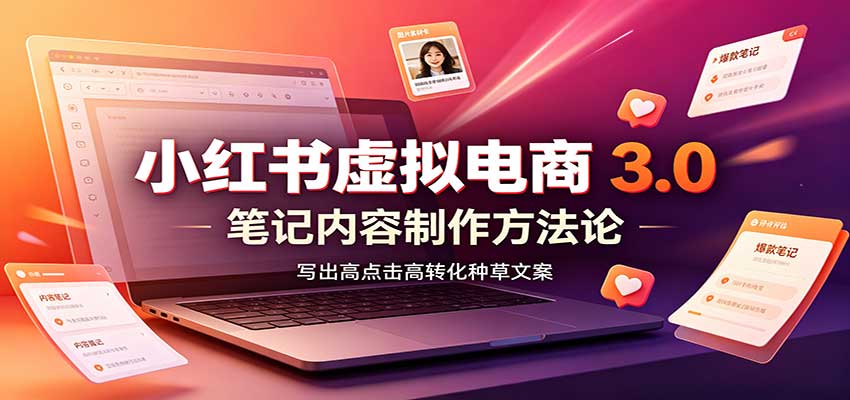 小红书虚拟电商3.0：账号搭建选品开店，笔记内容制作，矩阵投放教学-藏宝阁