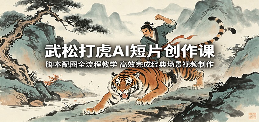 武松打虎AI短片创作课：脚本配图全流程教学，高效完成经典场景视频制作-藏宝阁