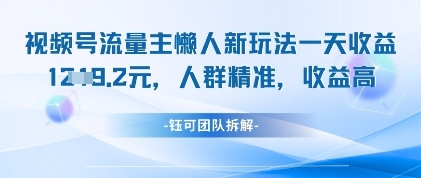 视频号流量主懒人新玩法，一天收益1k，人群精准收益高-藏宝阁