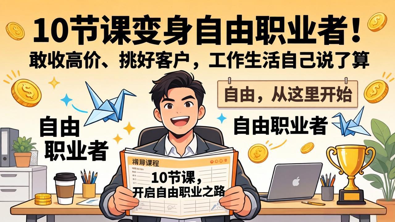10 节课变身自由职业者！敢收高价、挑好客户，工作生活自己说了算-藏宝阁