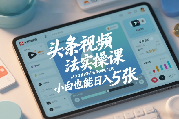 头条视频玩法实操课，从0-1全细节头条所有问题，小白也能日入5张-藏宝阁