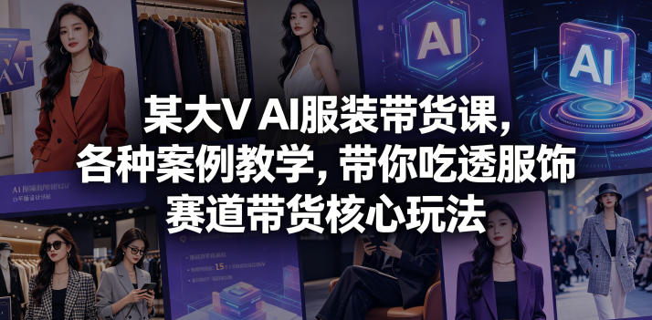 某大V AI服装带货课，各种案例教学，带你吃透服饰赛道带货核心玩法-藏宝阁