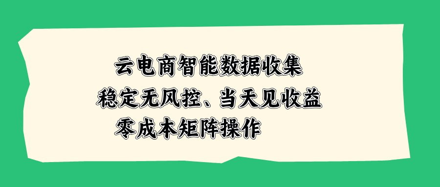 云电商智能数据收集，稳定无风控，当天见收益，零成本矩阵操作-藏宝阁