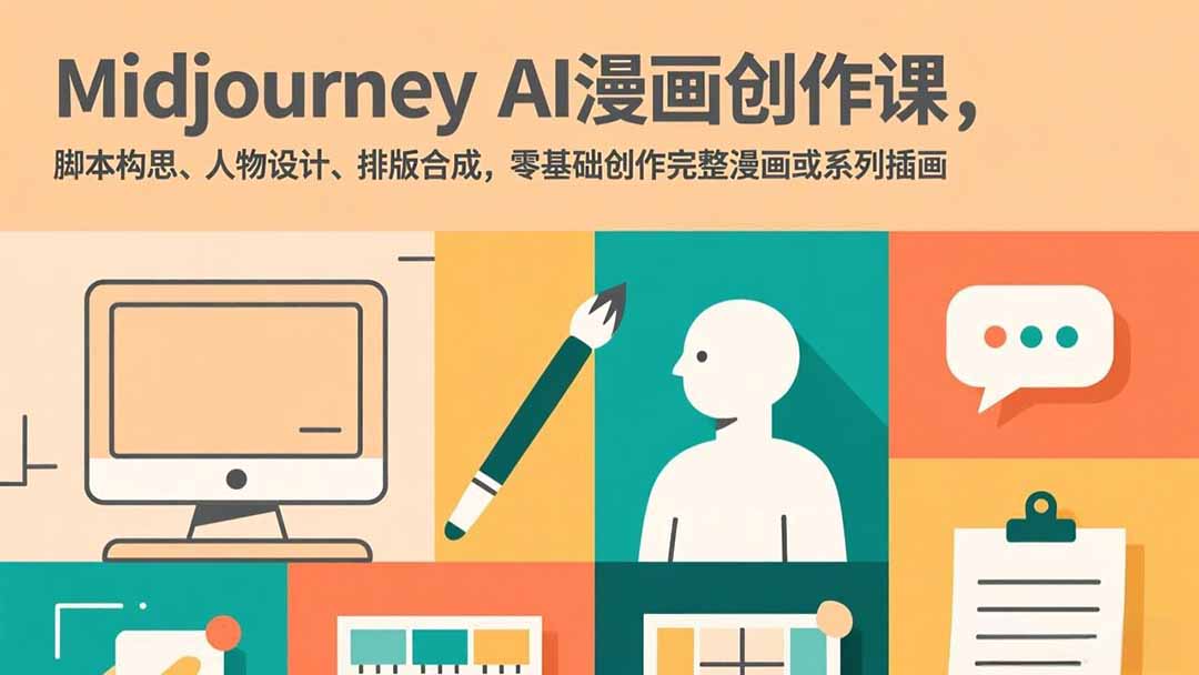 Midjourney AI漫画创作课，脚本构思、人物设计、排版合成，零基础创作完整漫画或系列插画-藏宝阁