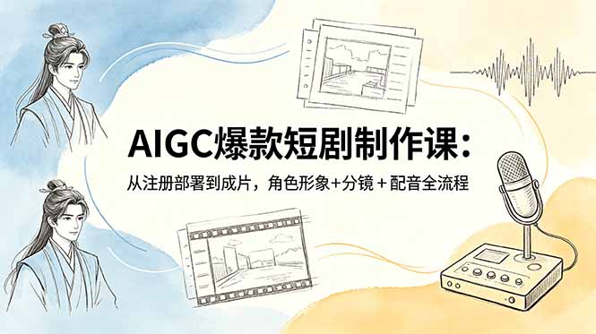 AIGC爆款短剧制作课：从注册部署到成片，角色形象+分镜+配音全流程-藏宝阁