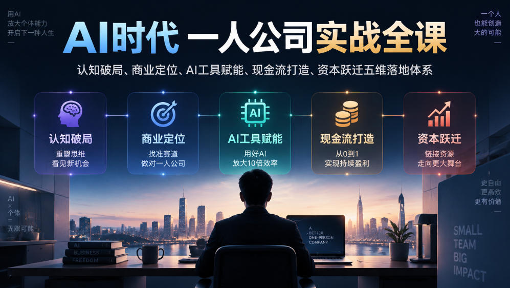 AI时代一人公司实战全课｜认知破局、商业定位、AI工具赋能、现金流打造、资本跃迁五维落地体系-藏宝阁