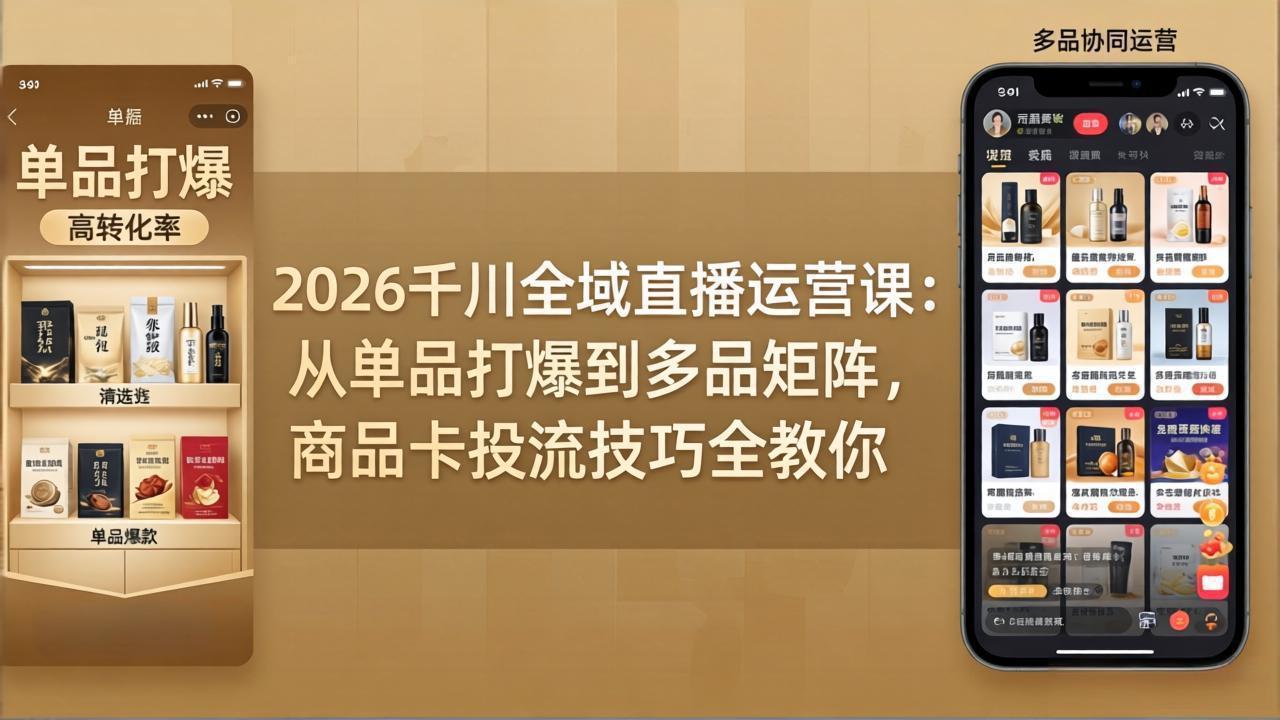 2026千川全域直播运营课：从单品打爆到多品矩阵，商品卡投流技巧全教你-藏宝阁