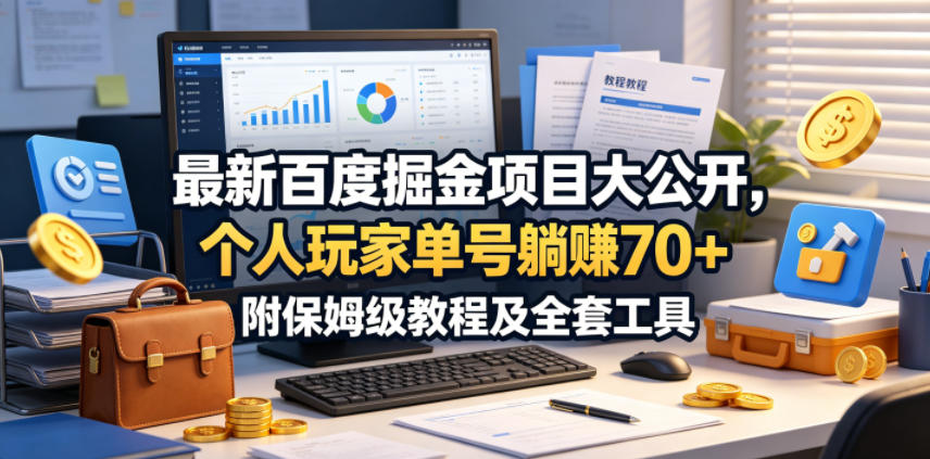 最新百度掘金项目大公开，个人玩家单号躺賺70+，附保姆级教程及全套工具【揭秘】-藏宝阁