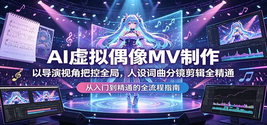 AI虚拟偶像MV制作：以导演视角把控全局，人设词曲分镜剪辑全精通-藏宝阁