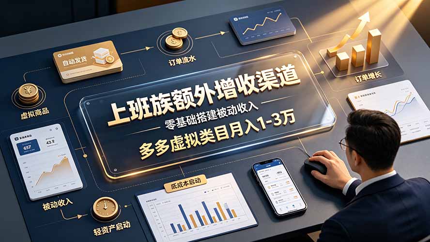 上班族额外增收渠道，零基础搭建被动收入，多多虚拟类目月入 1-3 万-藏宝阁