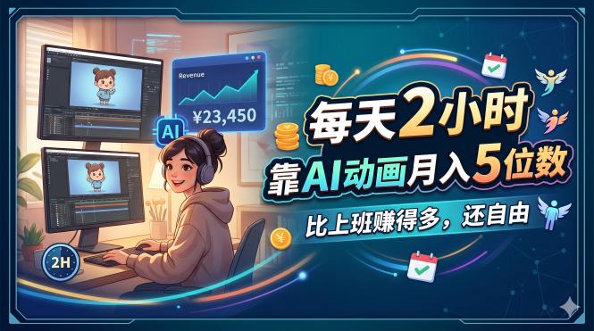 每天 2 小时，靠 AI 动画月入 5 位数，比上班赚得多，还自由-藏宝阁