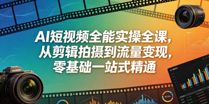 AI短视频全能实操全课，从剪辑拍摄到流量变现，零基础一站式精通-藏宝阁