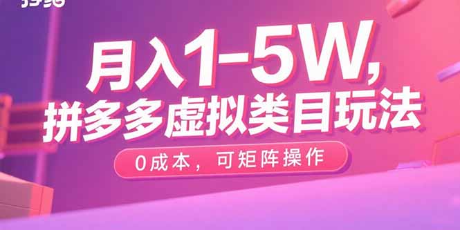 月入1-5W，拼多多虚拟类目玩法，0成本，可矩阵操作-藏宝阁