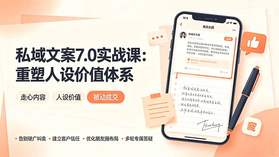 私域文案实战课7.0：重塑人设价值体系｜-告别硬广推销×走心内容×自我价值塑造，实现被动成交-藏宝阁