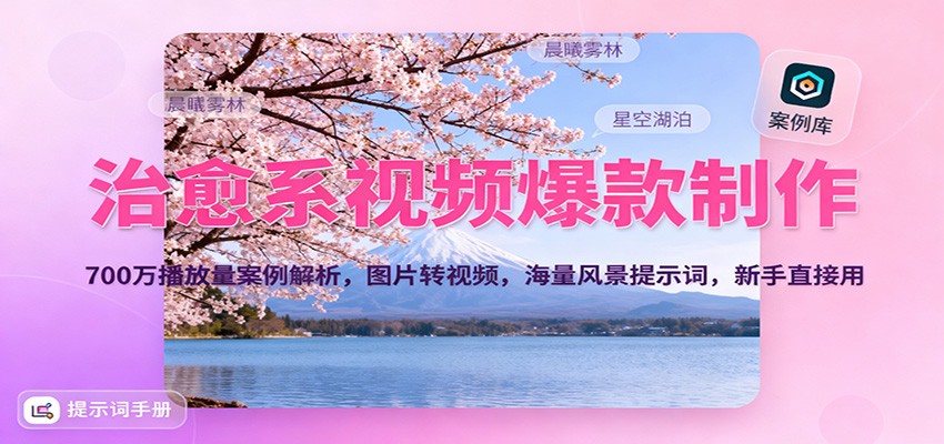 治愈系视频爆款制作，700万播放量案例解析，图片转视频，海量风景提示词，新手直接用-藏宝阁