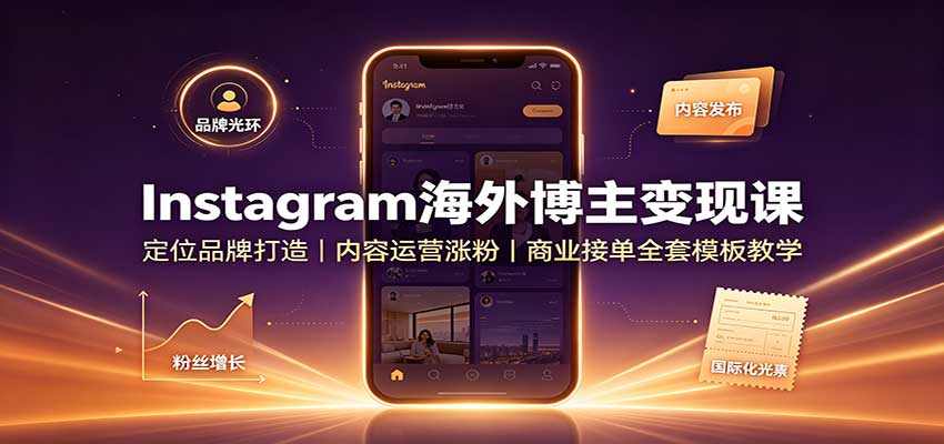 Instagram海外博主变现课：定位品牌打造，内容运营涨粉，商业接单全套模板教学-藏宝阁
