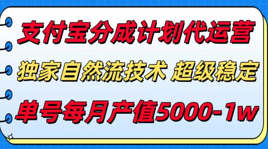 支付宝分成计划代运营，独家自然流技术，收益稳定，单号月产5000＋-藏宝阁