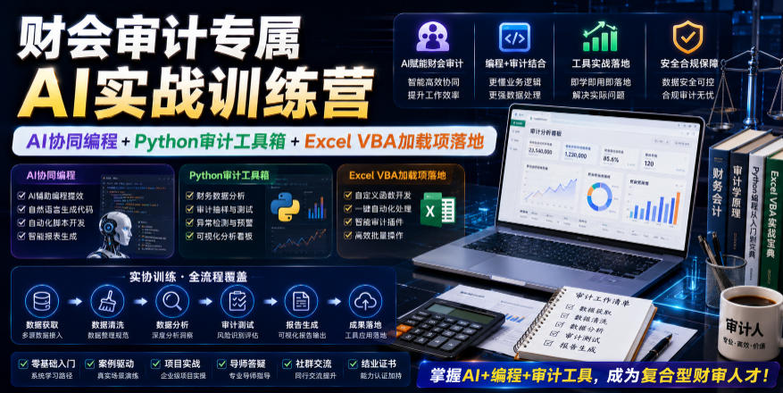 财会审计专属AI实战训练营｜AI协同编程+Python审计工具箱+Excel VBA加载项落地(更新0816)-藏宝阁