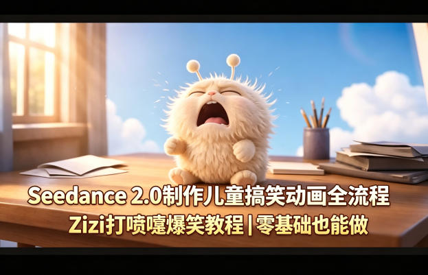 Seedance 2.0制作儿童搞笑动画全流程Zizi打喷嚏爆笑教程｜零基础也能做-藏宝阁
