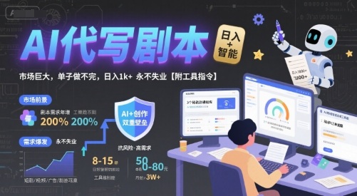 AI代写剧本，市场巨大，单子做不完，日入1k+ 永不失业【附工具指令】-藏宝阁