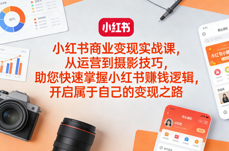 小红书商业变现实战课，从运营到摄影技巧，助您快速掌握小红书賺钱逻辑，开启属于自己的变现之路-藏宝阁