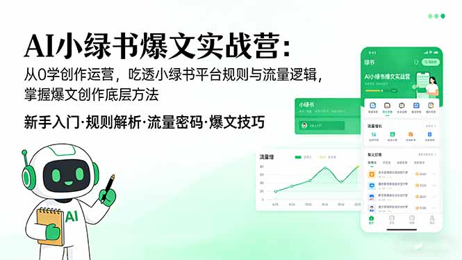 AI 小绿书爆文实战营：从0学创作运营，吃透小绿书平台规则与流量逻辑，掌握爆文创作底层方法-藏宝阁