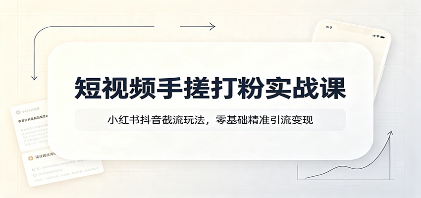 短视频手搓打粉实战课：小红书抖音截流玩法，零基础精准引流变现-藏宝阁