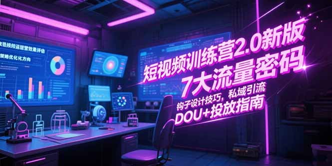 短视频训练营2.0新版，7大流量密码/钩子设计技巧/私域引流/DOU+投放指南-藏宝阁