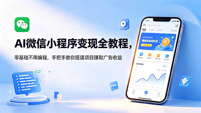 AI微信小程序变现全教程，零基础不用编程，手把手教你搭建项目赚取广告收益-藏宝阁