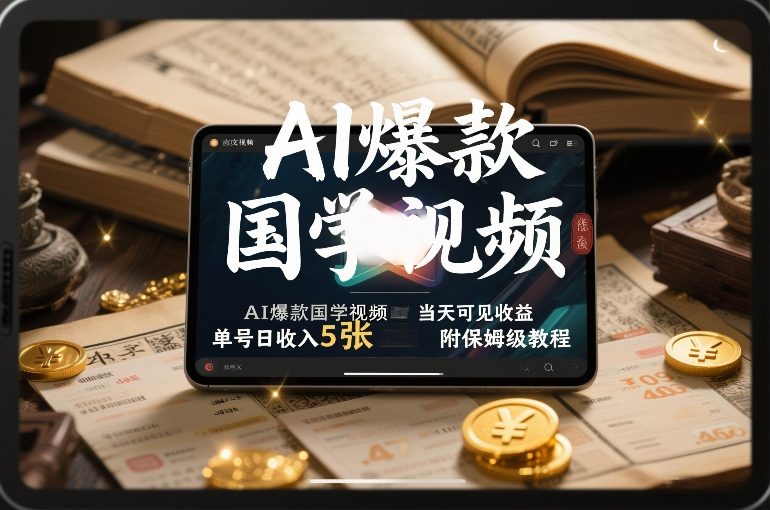 AI爆款国学视频，独家起号方法，小白直接上手，当天可见收益，单号日收入5张+附保姆级教程-藏宝阁