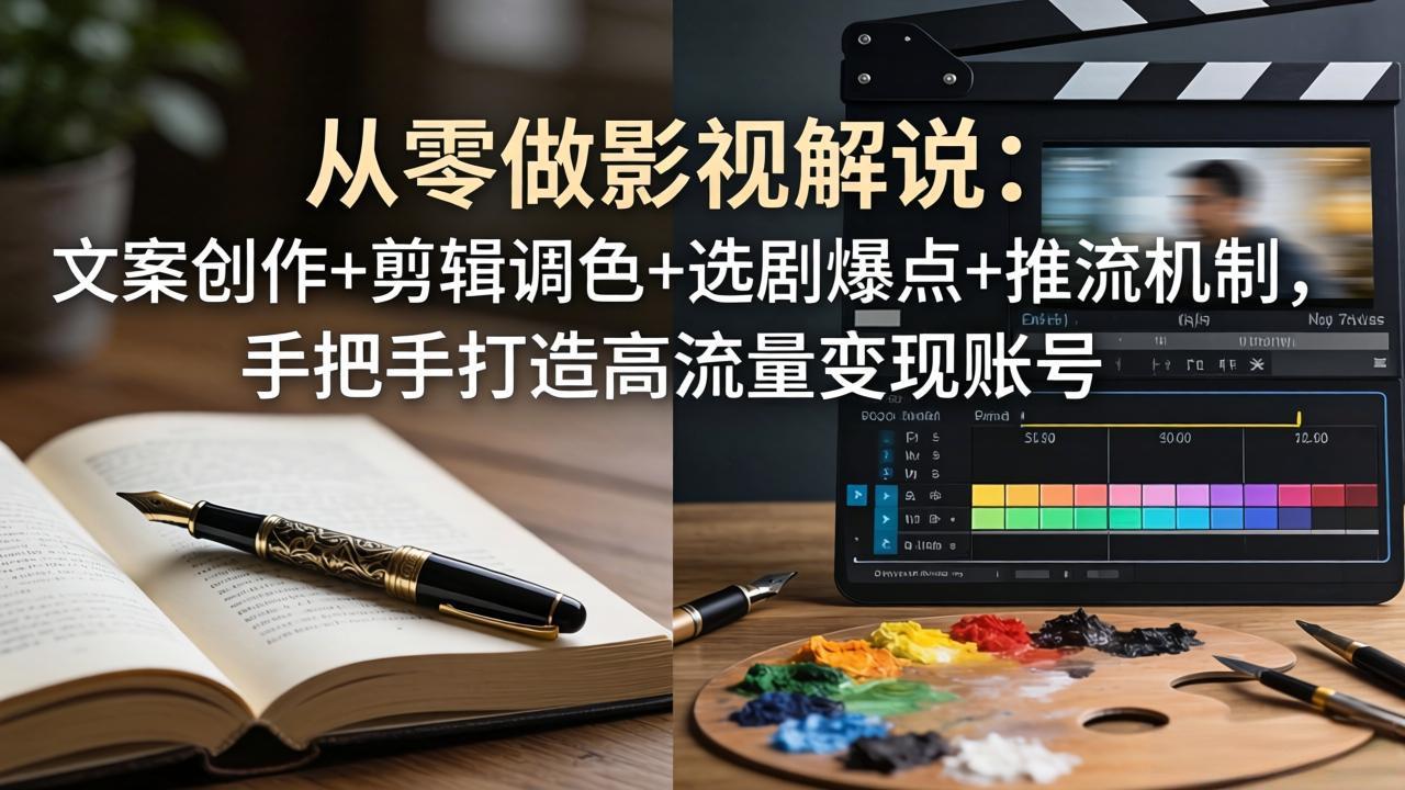从零做影视解说：文案创作+剪辑调色+选剧爆点+推流机制，手把手打造高流量变现账号-藏宝阁