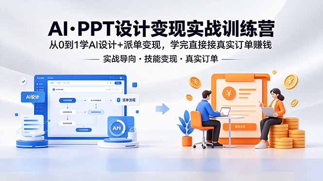 AI·PPT设计变现实战训练营，从0到1学AI设计+派单变现，学完直接接真实订单赚钱-藏宝阁