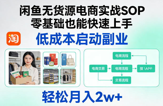 闲鱼无货源电商实战SOP，零基础也能快速上手，低成本启动副业，轻松月入2w+-藏宝阁