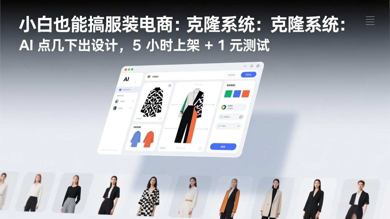 小白也能搞服装电商：克隆系统：AI 点几下出设计，5 小时上架 + 1 元测试-藏宝阁