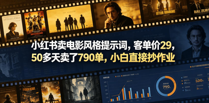 小红书卖电影风格提示词，客单价29，50多天卖了790单，小白直接抄作业！-藏宝阁