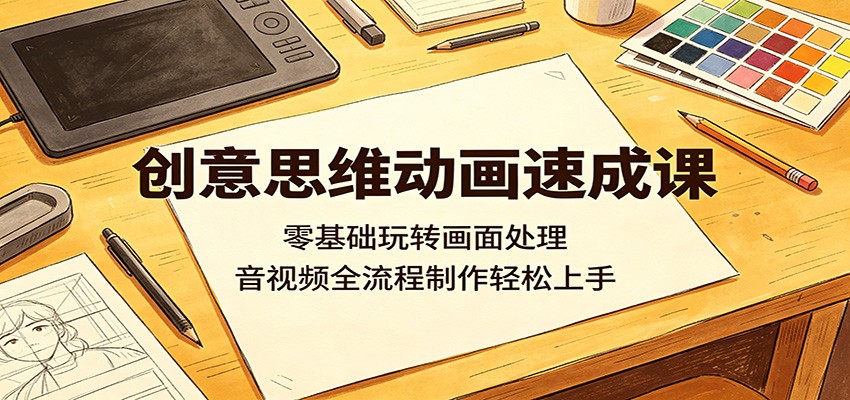 创意思维动画速成课：零基础玩转画面处理，音视频全流程制作轻松上手-藏宝阁