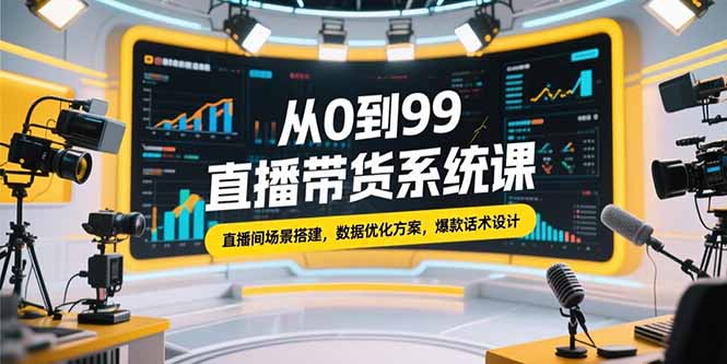从0到99直播带货系统课，直播间场景搭建，数据优化方案，爆款话术设计-藏宝阁