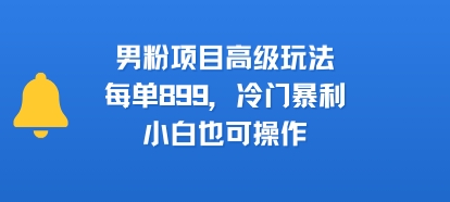 男粉项目高级玩法，每单899，冷门暴利，小白也可操作-藏宝阁