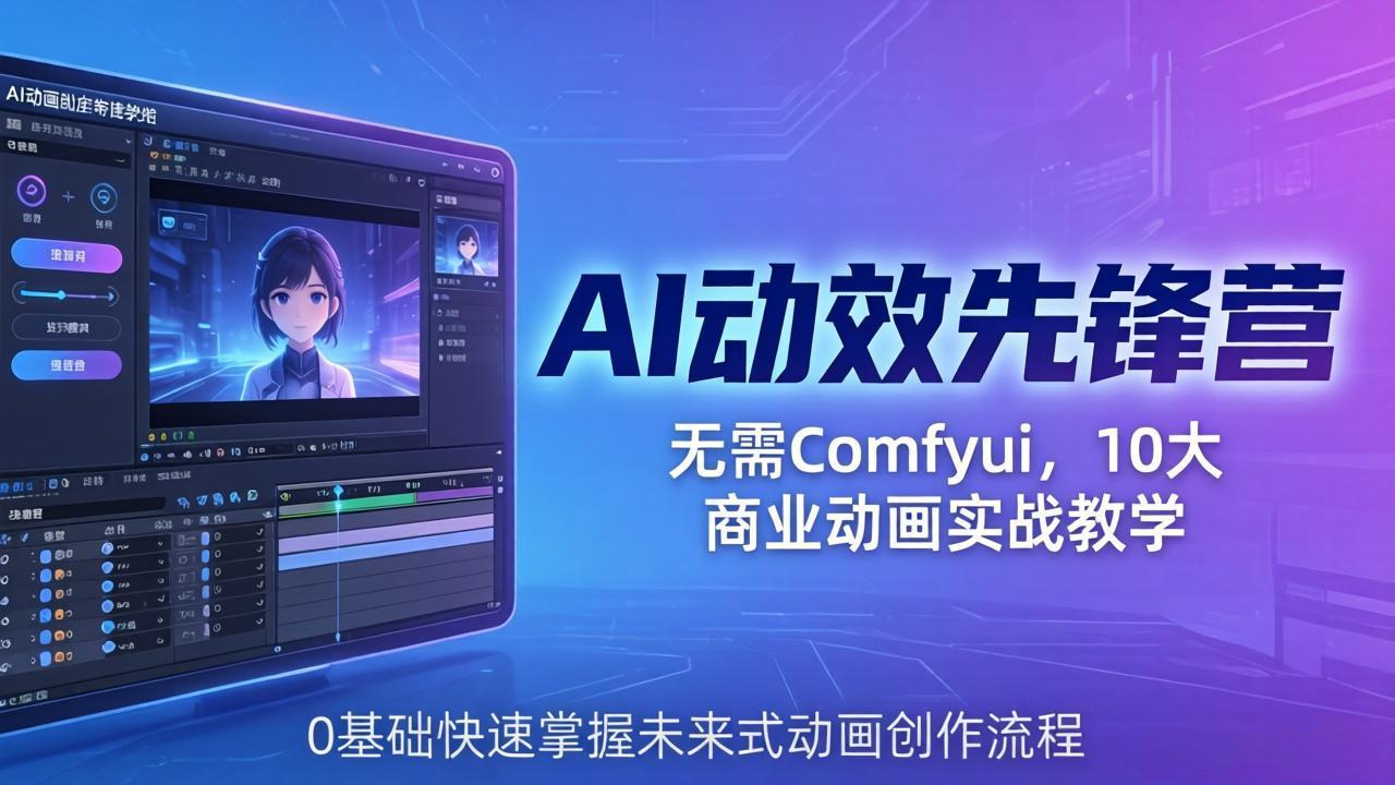 AI 动效先锋营：无需Comfyui，10大商业动画实战教学，0基础快速掌握未来式动画创作流程-藏宝阁