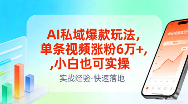 AI私域爆款玩法，单条视频涨粉6W+，小白也可实操-藏宝阁