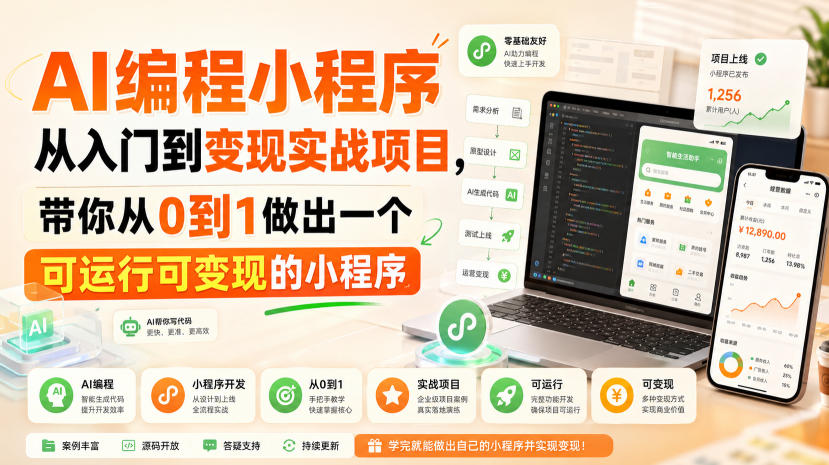 AI编程小程序从入门到变现实战项目，带你从0到1做出一个可运行可变现的小程序-藏宝阁