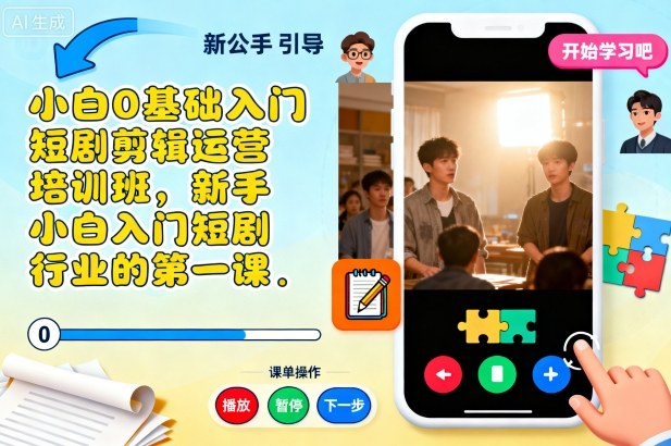 小白0基础入门短剧剪辑运营培训班，新手小白入门短剧行业的第一课-藏宝阁