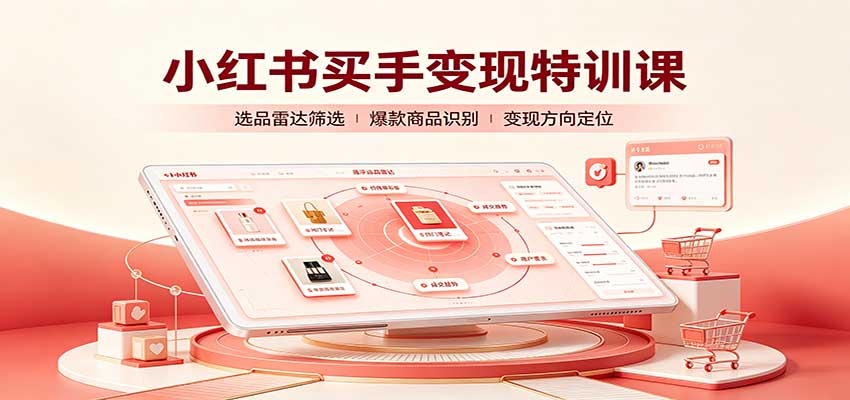 小红书买手变现特训课：账号定位养号起号，选品挂车，笔记标题封面全套教学-藏宝阁