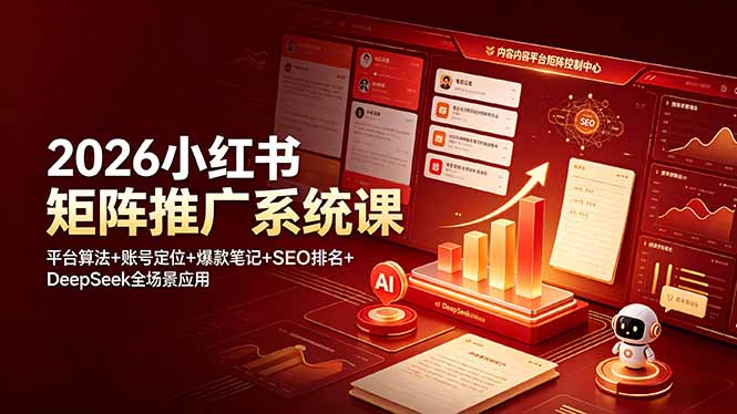 2026小红书矩阵推广系统课：平台算法+账号定位+爆款笔记+SEO排名+DeepSeek全场景应用-藏宝阁