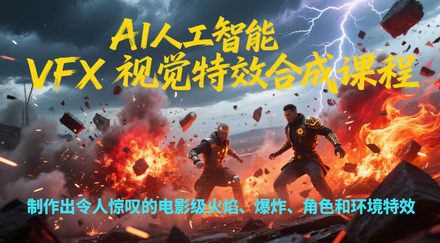 AI人工智能VFX视觉特效合成课程，制作出令人惊叹的电影级火焰、爆炸、角色和环境特效-藏宝阁