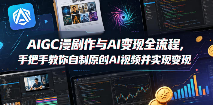 AIGC漫剧创作与AI变现全流程，手把手教你自制原创AI视频并实现变现-藏宝阁