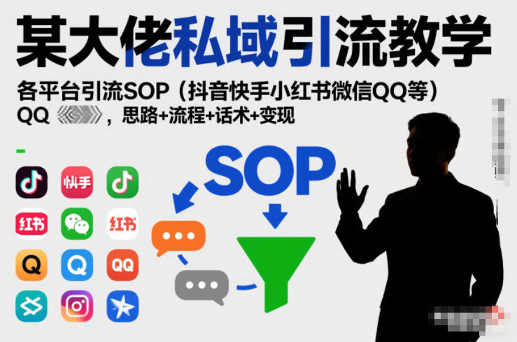 某大佬私域引流教学，各平台引流SOP(抖音快手小红书微信QQ等)，思路+流程+话术+变现-藏宝阁