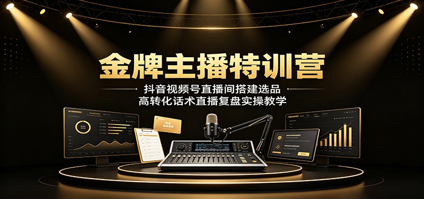 金牌主播特训营：抖音视频号直播间搭建选品，高转化话术直播复盘实操教学-藏宝阁
