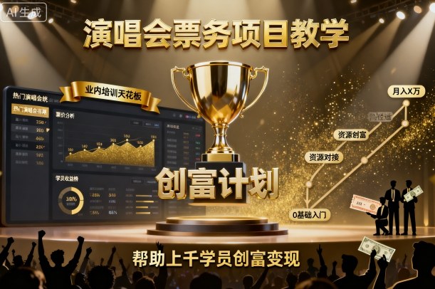 演唱会票务项目教学，业内培训天花板，帮助上千学员创富变现-藏宝阁